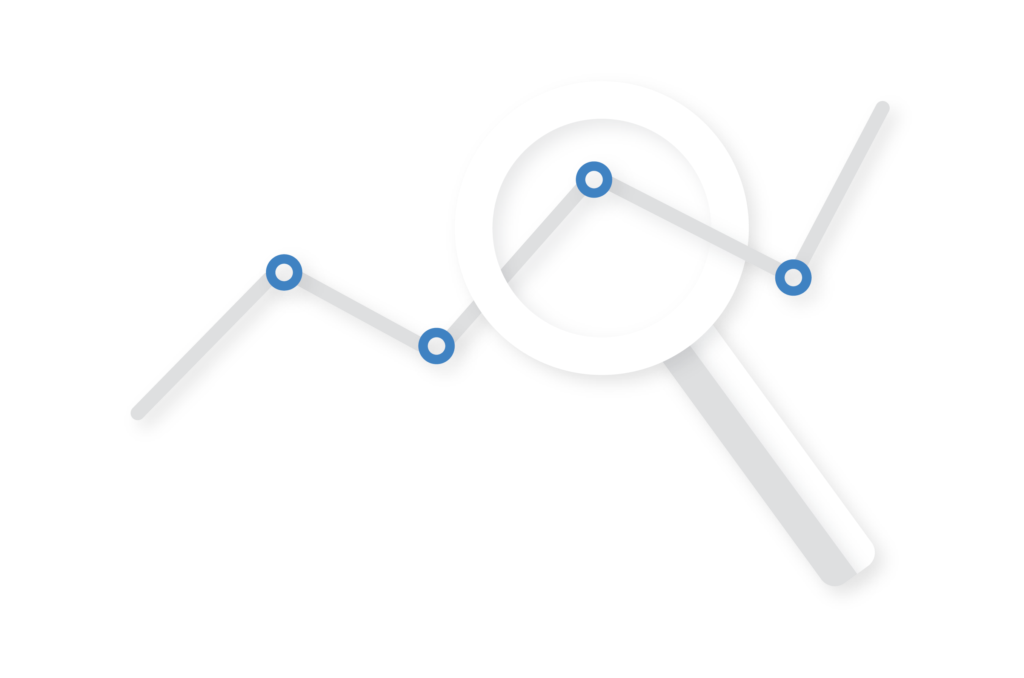 Icon of a magnifying glass inspecting a line graph