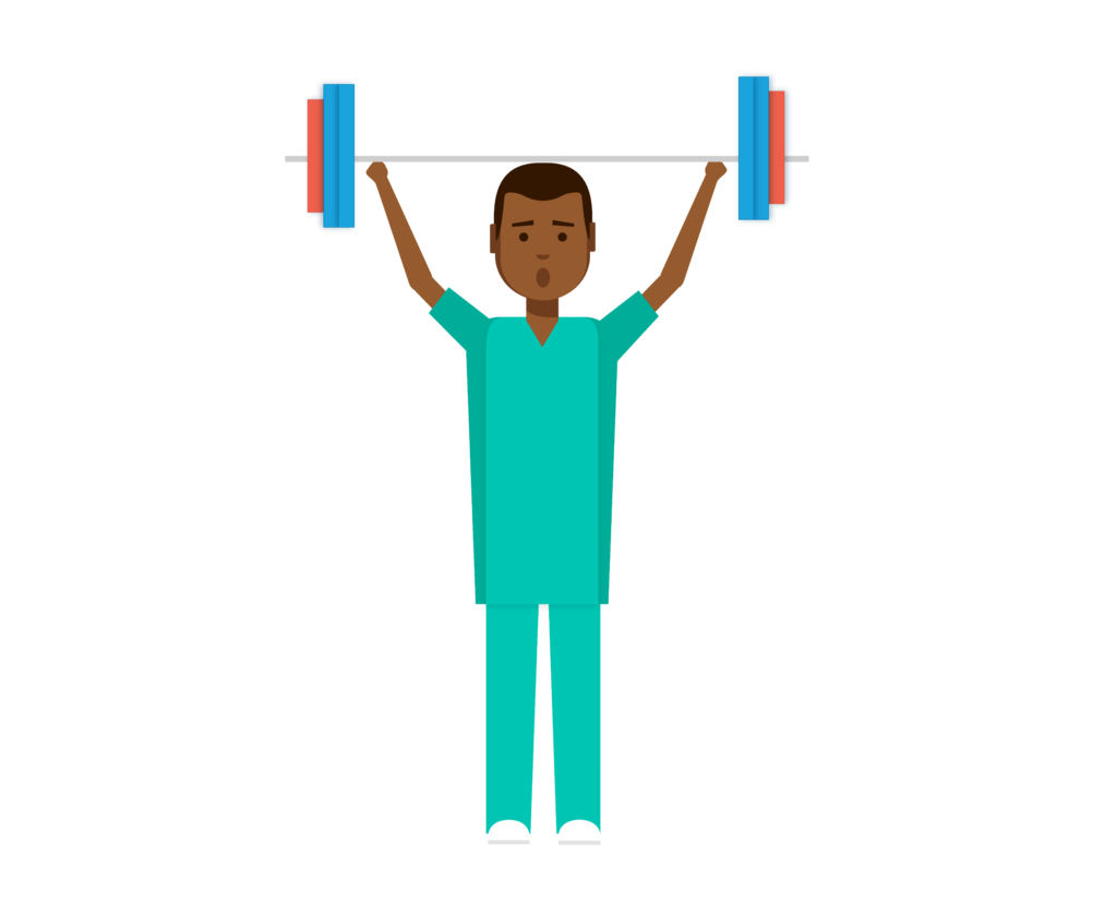 illustration of a man lifting weights over his head