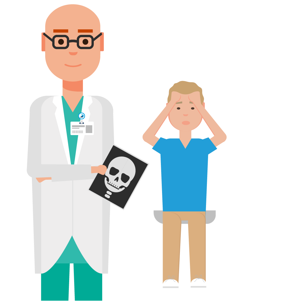 illustrationg of a neurologist with a patient that has a headache
