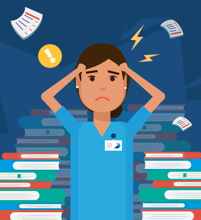 image of learners with their minds overload with information