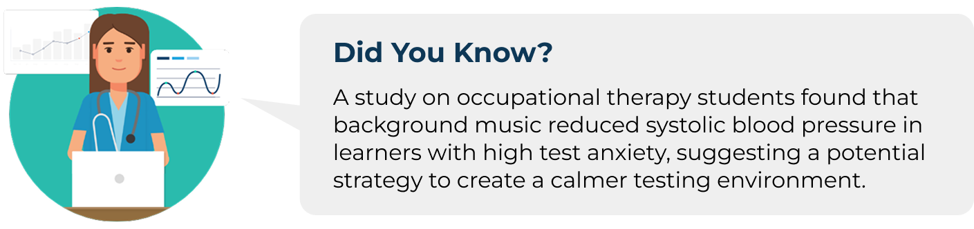 a tip about using background music to create a stress-free environment